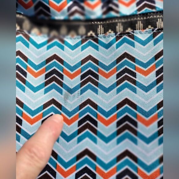 Kavu Blue and Orange Crossbody Bag with Geometric Design - Picture 2 of 4